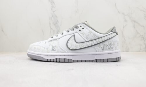 Louis Vuitton x Nike SB Dunk Low White Light Grey Sliver