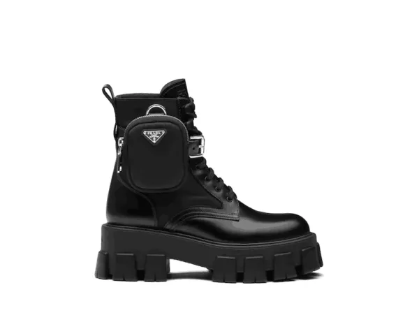 Brushed Rois leather and nylon Monolith boots Black