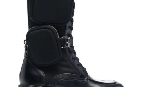Brushed rois leather and nylon Monolith boots