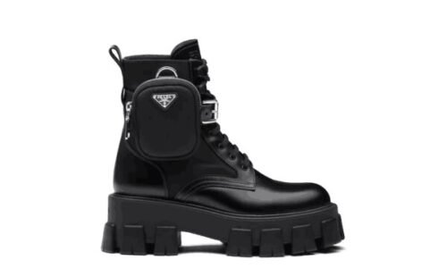 Brushed Rois leather and nylon Monolith boots Black