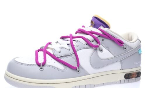 Off-White™ x Nike SB Dunk Low”The 28/50″ White fog grey dark purple light blue