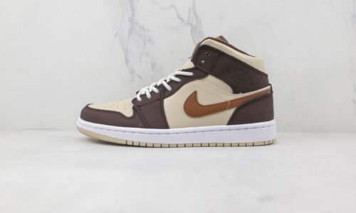 NIKE Air Jordan AJ1 Mid Brown yellow brown hook