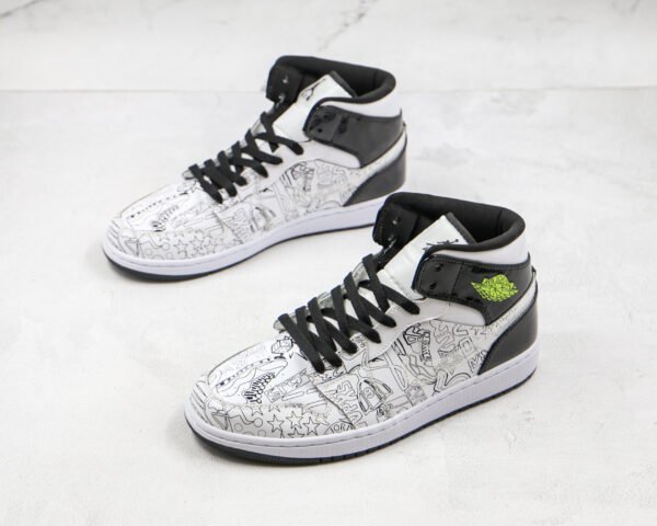 NIKE Air Jordan 1 Mid Hand painted graffiti white and black