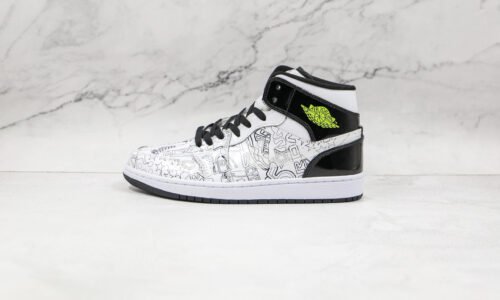NIKE Air Jordan 1 Mid Hand painted graffiti white and black