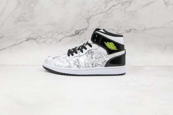 NIKE Air Jordan 1 Mid Hand painted graffiti white and black