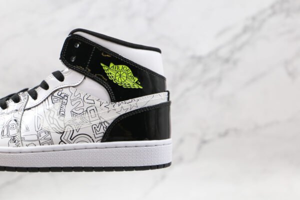 NIKE Air Jordan 1 Mid Hand painted graffiti white and black