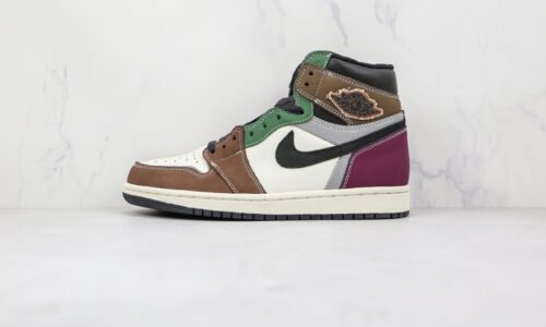 NIKE Air Jordan 1 High White brown black purple green