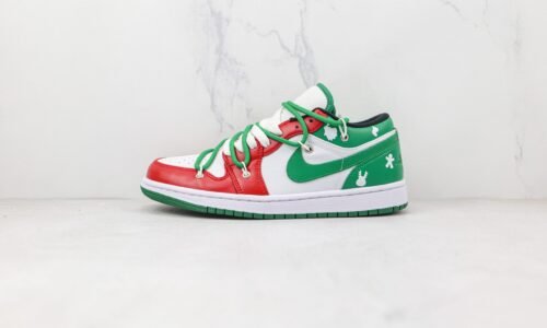 NIKE AJ1 Air Jordan 1 low Ow joint white red green splicing