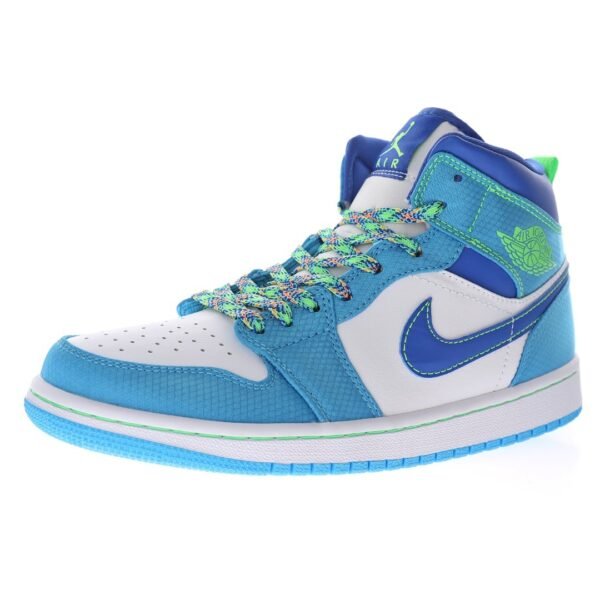 Nike Wmns Air Jordan 1 Mid GS"White Blue Neon Green"